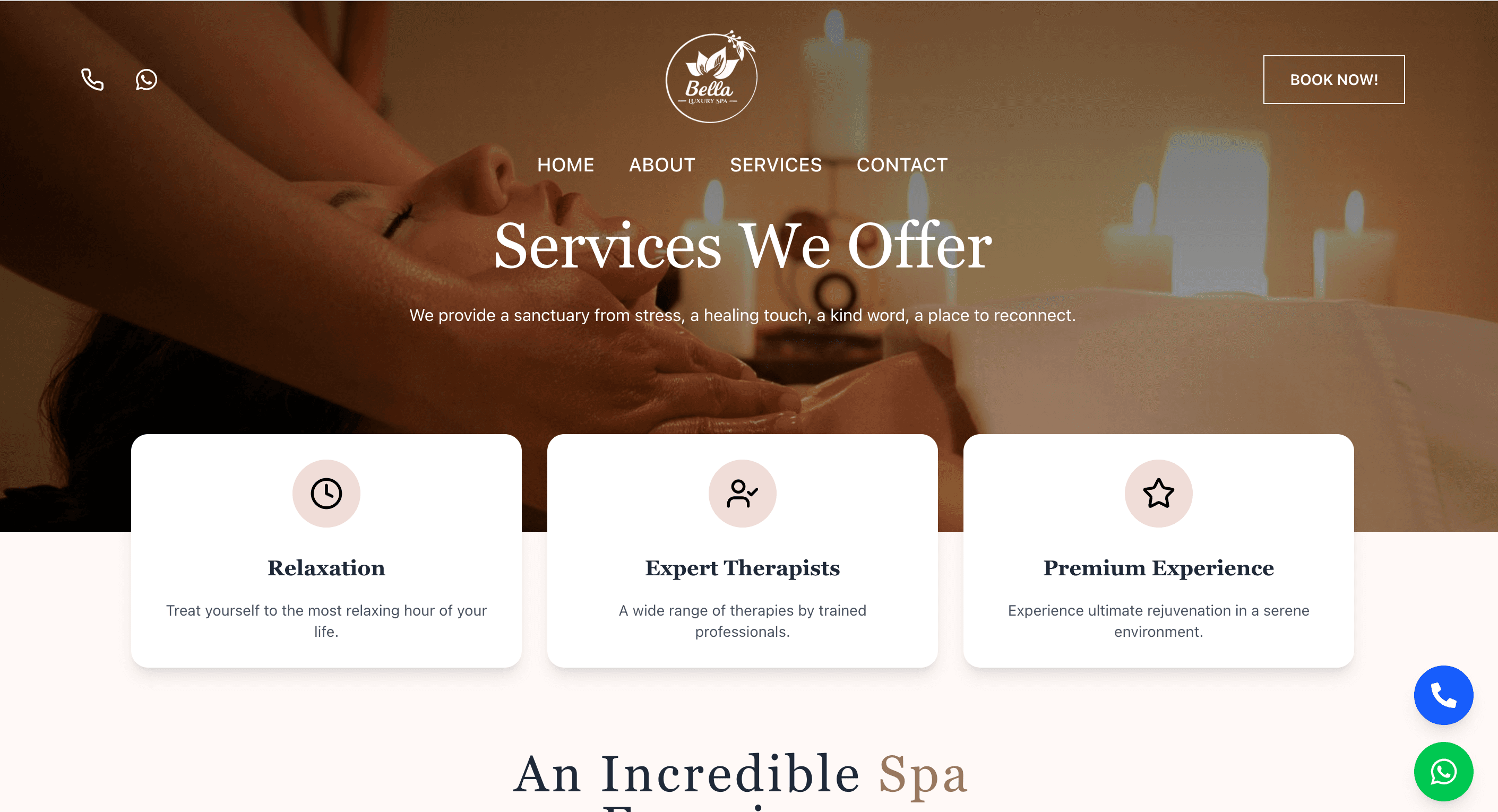 Bella Luxury Spa Website